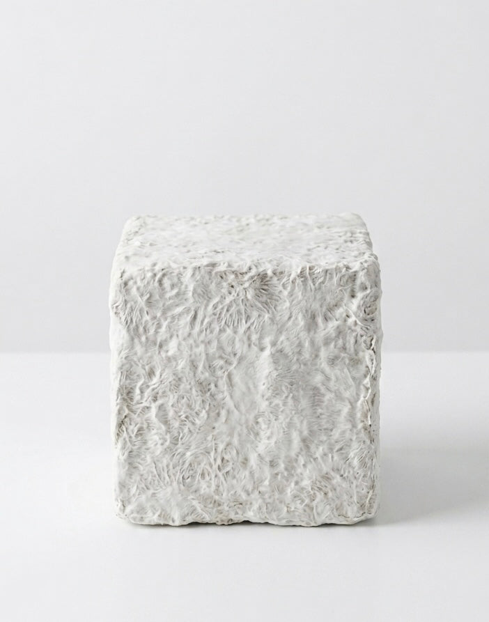 Cube lamp — mycelium & kombucha leather