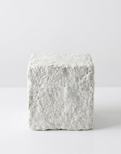 Cube lamp — mycelium & kombucha leather